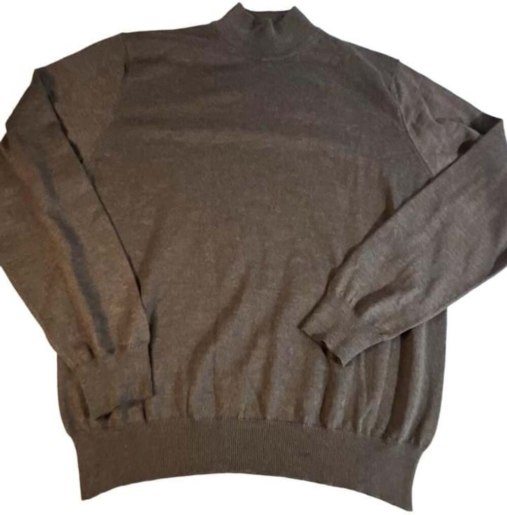 Grant Thomas Italian Merino Wool Brown Mock Neck Sweater Large